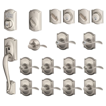 A large image of the Schlage F700-CAM-ACC-LH Satin Nickel