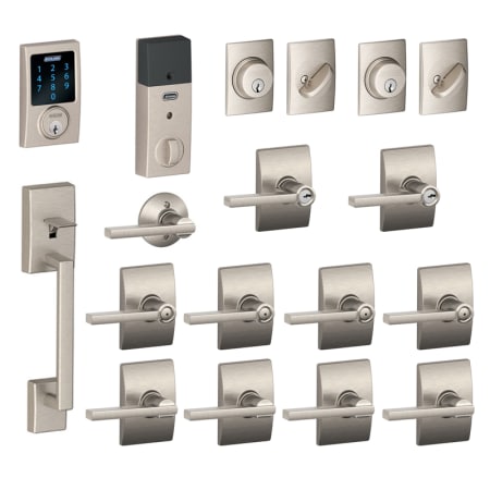 A large image of the Schlage F800-CEN-LAT Satin Nickel