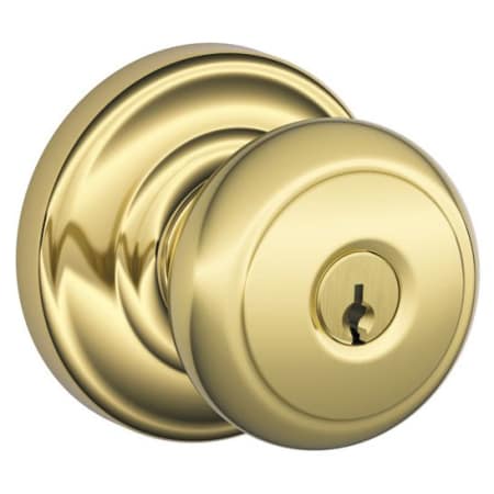 A large image of the Schlage F80-AND-AND Polished Brass
