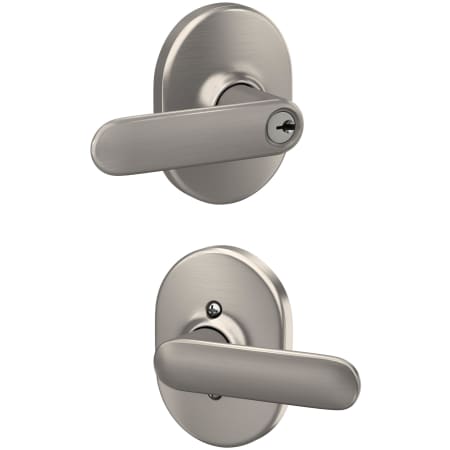 A large image of the Schlage F80-DAV-RMN Satin Nickel