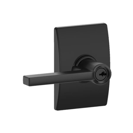 A large image of the Schlage F80-LAT-CEN Matte Black