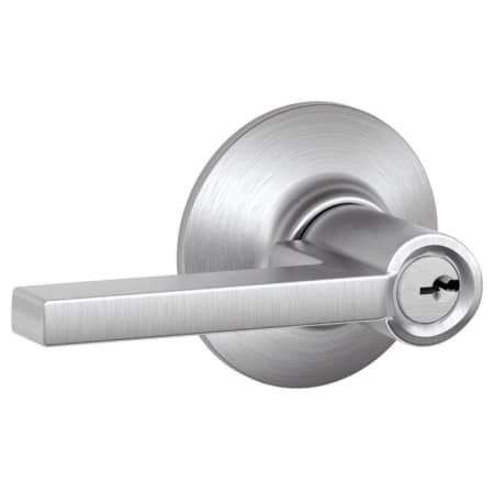 A large image of the Schlage F80-LAT Satin Chrome