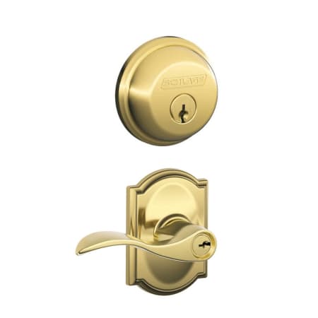 A large image of the Schlage FB50-ACC-CAM Lifetime Polished Brass