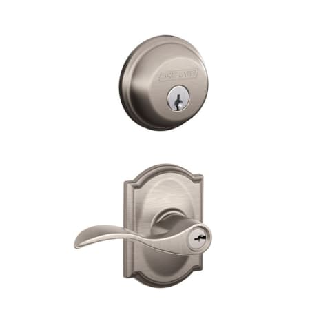 A large image of the Schlage FB50-ACC-CAM Satin Nickel