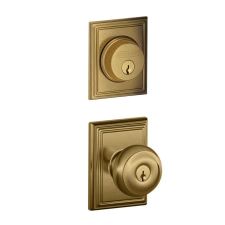 A large image of the Schlage FB50-ADD-GEO-ADD Antique Brass