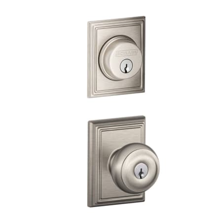A large image of the Schlage FB50-ADD-GEO-ADD Satin Nickel