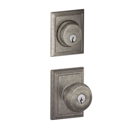 A large image of the Schlage FB50-ADD-GEO-ADD Distressed Nickel