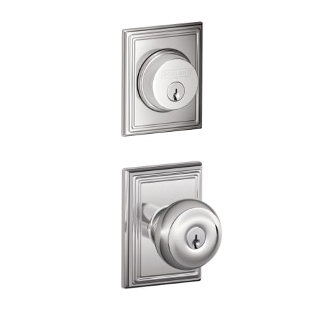 A large image of the Schlage FB50-ADD-GEO-ADD Polished Chrome