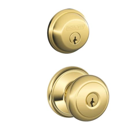 A large image of the Schlage FB50-AND Lifetime Polished Brass