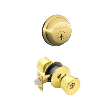A large image of the Schlage FB50-BEL Polished Brass