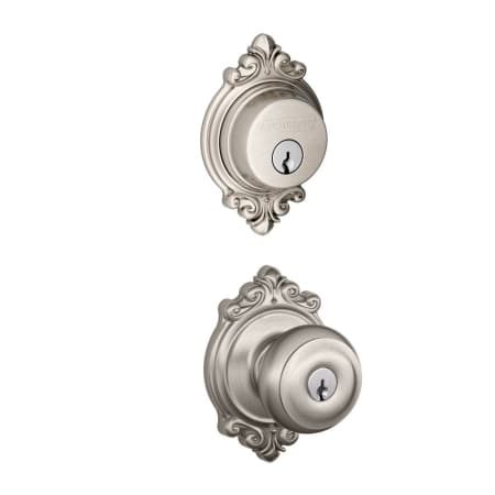 A large image of the Schlage FB50-BRK-GEO-BRK Satin Nickel