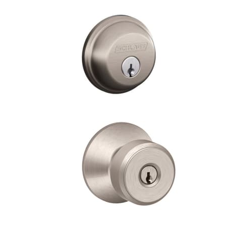 A large image of the Schlage FB50-BWE Satin Nickel