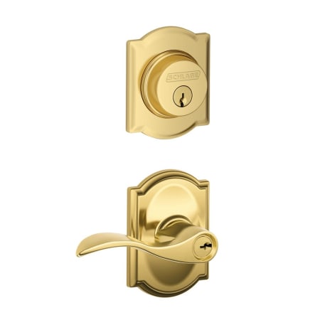 A large image of the Schlage FB50-CAM-ACC-CAM Lifetime Polished Brass