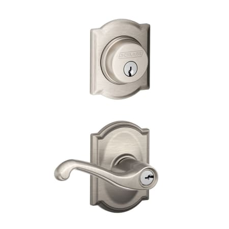 A large image of the Schlage FB50-CAM-FLA-CAM Satin Nickel