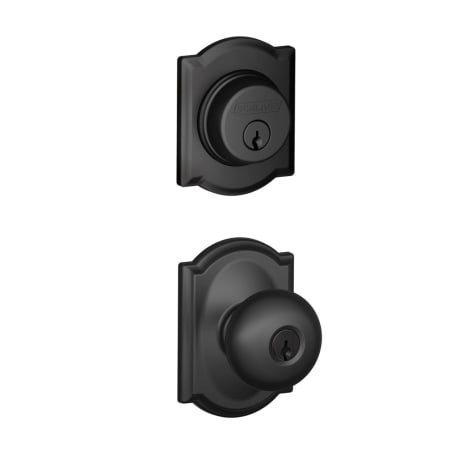 A large image of the Schlage FB50-CAM-PLY-CAM Matte Black