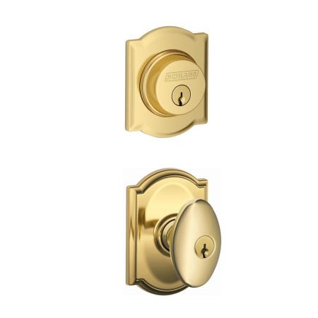 A large image of the Schlage FB50-CAM-SIE-CAM Polished Brass