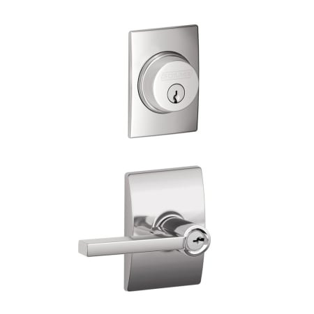 A large image of the Schlage FB50-CEN-LAT-CEN Polished Chrome
