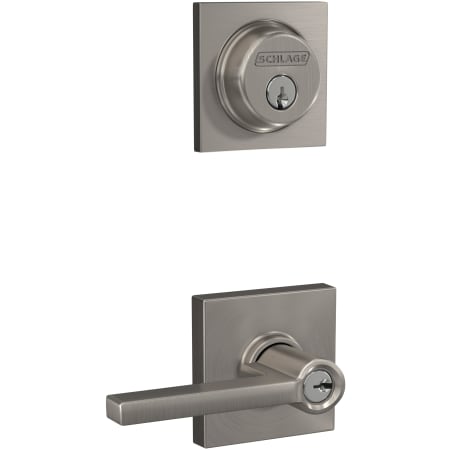 A large image of the Schlage FB50-COL-LAT-COL Satin Nickel