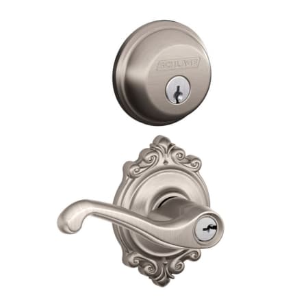 A large image of the Schlage FB50-FLA-BRK Satin Nickel