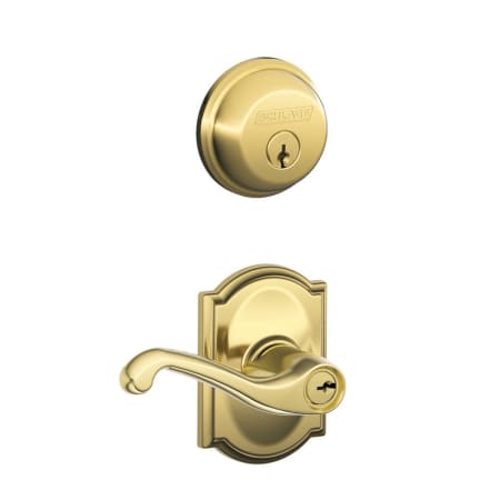 A large image of the Schlage FB50-FLA-CAM Lifetime Polished Brass