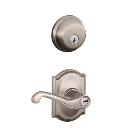 A large image of the Schlage FB50-FLA-CAM Satin Nickel