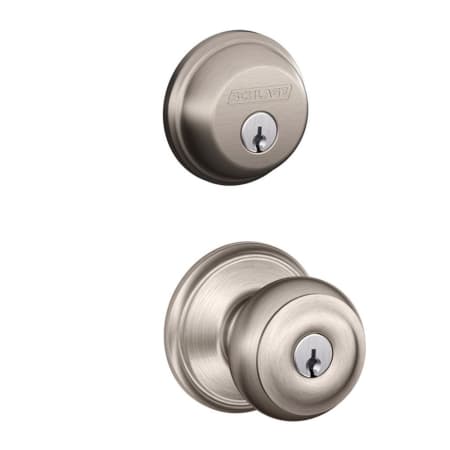 A large image of the Schlage FB50-GEO Satin Nickel