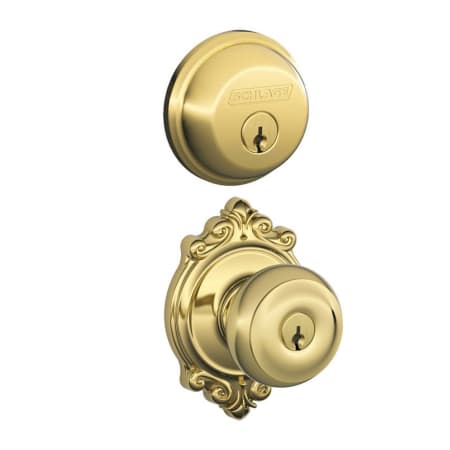 A large image of the Schlage FB50-GEO-BRK Lifetime Polished Brass