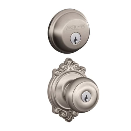 A large image of the Schlage FB50-GEO-BRK Satin Nickel