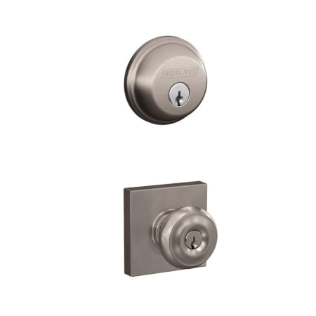 A large image of the Schlage FB50-GEO-COL Satin Nickel