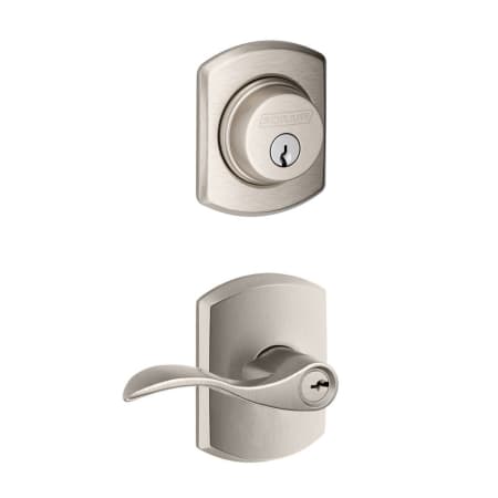 A large image of the Schlage FB50-GRW-ACC-GRW Satin Nickel