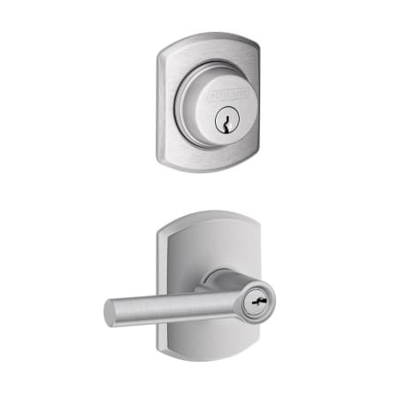 A large image of the Schlage FB50-GRW-BRW-GRW Satin Chrome