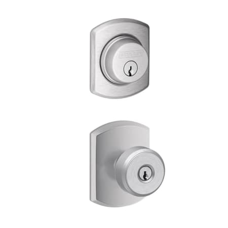 A large image of the Schlage FB50-GRW-BWE-GRW Satin Chrome