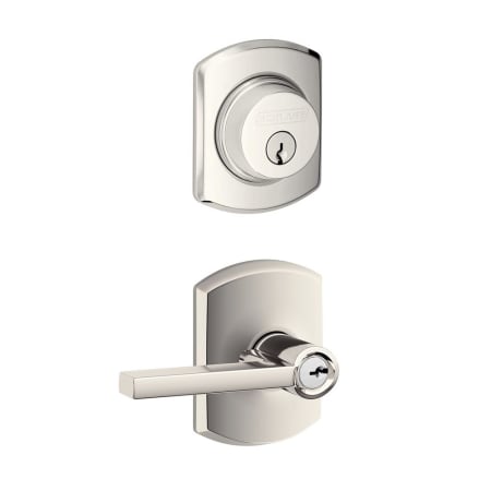 A large image of the Schlage FB50-GRW-LAT-GRW Polished Nickel
