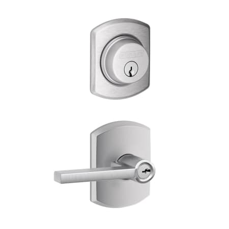 A large image of the Schlage FB50-GRW-LAT-GRW Satin Chrome