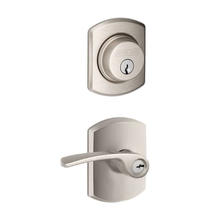 A large image of the Schlage FB50-GRW-MER-GRW Satin Nickel