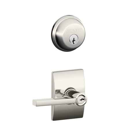 A large image of the Schlage FB50-LAT-CEN Polished Nickel