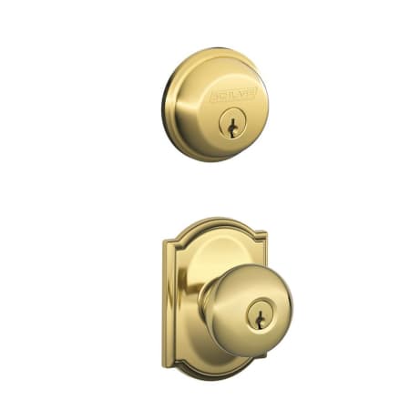 A large image of the Schlage FB50-PLY-CAM Lifetime Polished Brass