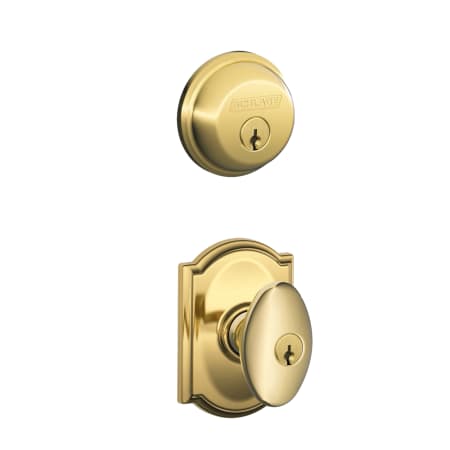 A large image of the Schlage FB50-SIE-CAM Lifetime Polished Brass