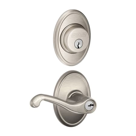 A large image of the Schlage FB50-WKF-FLA-WKF Satin Nickel