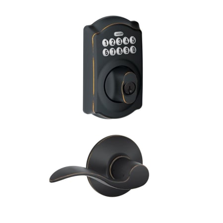 A large image of the Schlage FBE365-CAM-ACC Aged Bronze