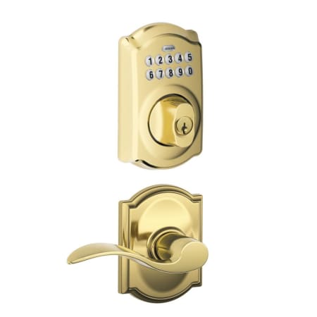 A large image of the Schlage FBE365-CAM-ACC-CAM Lifetime Polished Brass