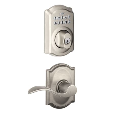 A large image of the Schlage FBE365-CAM-ACC-CAM Satin Nickel