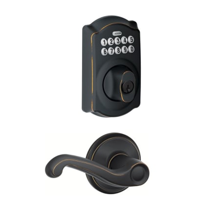 A large image of the Schlage FBE365-CAM-FLA Aged Bronze