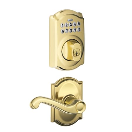 A large image of the Schlage FBE365-CAM-FLA-CAM Lifetime Polished Brass