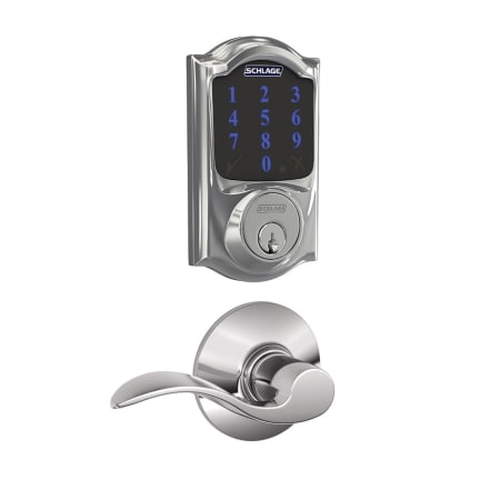 A large image of the Schlage FBE469-CAM-ACC Polished Chrome