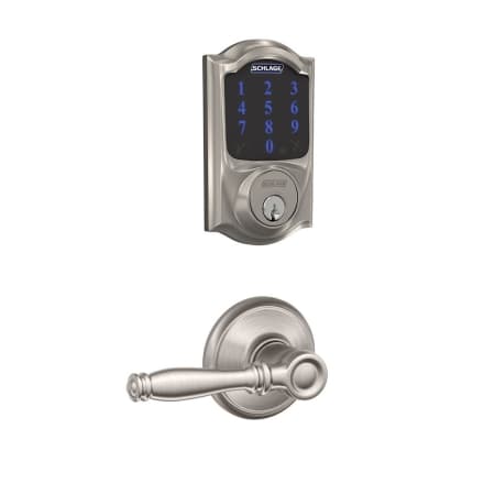 A large image of the Schlage FBE469-CAM-BIR Satin Nickel
