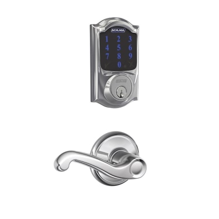 A large image of the Schlage FBE469-CAM-FLA Polished Chrome