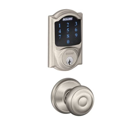A large image of the Schlage FBE469-CAM-GEO Satin Nickel