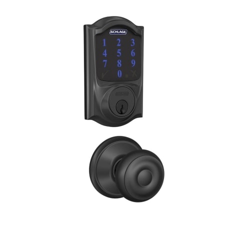A large image of the Schlage FBE469-CAM-GEO Matte Black