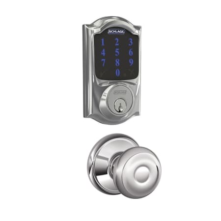A large image of the Schlage FBE469-CAM-GEO Polished Chrome
